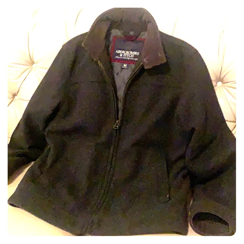 Abercrombie men’s wool jacket. Corduroy trim. Gray